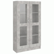 Helloshop26 - Armoire à vitrine classique 82,5 x 30,5 x 150 cm avec 4 compartiments style épuré en bois d'ingénierie gris béton 02_0047758 - gris