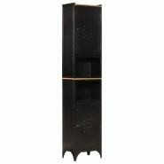 Helloshop26 - Armoire de salle de bain rangement pratique 40 x 27 x 180 cm design industriel en fer noir 02_0055523 - noir métal 3000239057513
