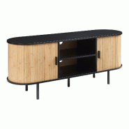 Helloshop26 - Meuble TV support télévision salon étagère bamboo 140 x 40 x 55 cm naturel noir 03_0010097 - 3000225032494