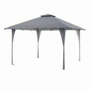 Helloshop26 - Tonnelle de jardin 395 x 395 cm avec ventilation améliorée et montage facile en tissu oxford gris 20_0014451 - gris métal 3000228262577