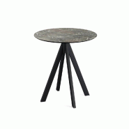 Infinity table de bistrot avec piètement noir + plateau HPL Galaxy Marble Ø70 cm