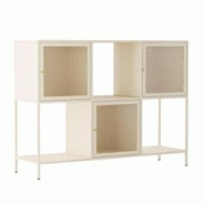 Oviala Business Oviala Buffet en métal 3 portes 120 cm écru - blanc acier 113977 Oviala Business Oviala Buffet en métal 3 portes 120 cm écru - blanc acier 113977