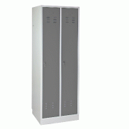 PROREGAL Armoire vestiaire ERMINE avec 2 portes | HxLxP 178x60x50cm | Gris/gris - gris métal RAD348-04