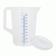Schneider - Tasse doseuse, 2 litres + couvercle, poignée fermée - blanc plastique polypropylène 200409