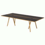 Table de réunion Flow Intuit avec plateau en stratifié réversible et pieds bois massif