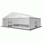 Tente de stockage fermée / structure fixe en aluminium et acier / couverture multi-éléments en composite pvc / porte / fenêtre / système d'éclairage