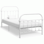 VidaXL Cadre de lit sans matelas blanc métal 100x200 cm Modèle Gervionel - 284493