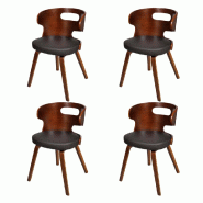 VidaXL Chaises à manger lot de 4 marron bois courbé et similicuir Modèle Talmora - 270041
