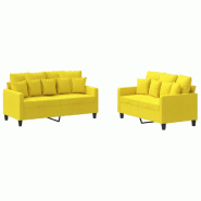 VidaXL Ensemble de canapés 2 pcs avec coussins Jaune clair Tissu Modèle AbriZen 40 - 3201653