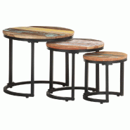 VidaXL Tables d'appoint 3 pcs Bois de récupération massif Modèle Zenith Fixe - 320688XL