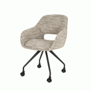 Vivabita Matelpro - Chaise de salle à manger pivotante sur roulettes en tissu Armel (lot de 2) - Sable - 3665367360319