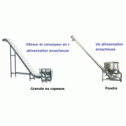 Alimentation pour ensacheuse - Poudre, granules ou copeaux - Trémie 100-200L - Inox 304 - Pieds anti-vibratoires ou roulettes_1