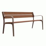 Banc public citoyen - teinte marron - 3 longueurs - acier et bois tropical, piètement en fonte - modèle recyclé_0