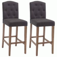 CLP Lot de 2 Tabourets de Bar Louise Tissu Gris foncé/Antique clair - gris textile 309372_0