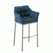Décoshop26 - Tabouret de bar chaise haute de comptoir couture carrées assise en tissu bleu 4 pieds stables en acier inoxydable 10_0004722 - bleu 300 Décoshop26 - Tabouret de bar chaise haute de comptoir couture carrées assise en tissu bleu 4 pieds stables en acier inoxydable 10_0004722 - bleu 300