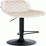 Décoshop26 - Tabouret de bar x1 repose-pieds hauteur réglable en velours cème coutures losange cadre métal noir 10_0005627 - noir métal 3000265125897