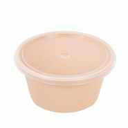 Ecolomique - 100Pcs - Bol Reemployable beige en plastique PP avec couvercle transparent  60ml - beige plastique NVS294REPOT2