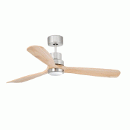 Faro barcelona Ventilateur de plafond Lantau avec lumière, acier marron, moteur DC silencieux, pales en pin, 6 vitesses, télécommande, plafonds inc