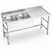FRICOSMOS Evier avec support 2C,ED 1600x600x850 mm. Dimensions de la cuve 400x400x250 mm. - inox 054846OST