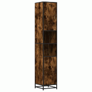 Helloshop26 - Armoire de salle de bain avec 6 compartiments pratique rangement 35 x 37,5 x 188,5 cm en bois d'ingénierie chêne fumé 02_0055631 - m�
