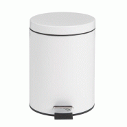 Poubelle inox à pédale 5 Litres, seau amovible, blanche Poubelle inox à pédale 5 Litres, seau amovible, blanche