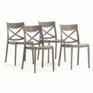 RATTATAN Set 4 Chaises en polypropylène avec fibre de verre empilables pour extérieur et jardin, bar et restaurant, cuisine moderne - MORGANA - Tou RATTATAN Set 4 Chaises en polypropylène avec fibre de verre empilables pour extérieur et jardin, bar et restaurant, cuisine moderne - MORGANA - Tou