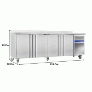 Table réfrigérée sur roulettes 4 portes avec dosseret tropicalisé - SNACK4200TN