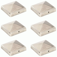 Vidaxl bouchons de poteau de clôture pyramidaux 6 pcs inox 91x91 mm 145487 Vidaxl bouchons de poteau de clôture pyramidaux 6 pcs inox 91x91 mm 145487