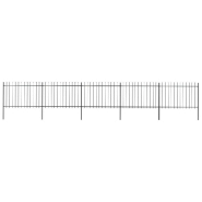 Vidaxl clôture de jardin avec dessus en lance acier 8,5 x 1,2 m noir 277624