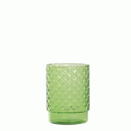 Zafferano Isolano Lot De 4 Verres Tumbler Empilables En Verre Borosilicaté Soufflé À La Main Avec Effet Diamant Couleur Vert Pomme Pour Table Et Ba
