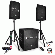 BM Sonic Pack sono 2200W - Reconditionné / occasion - Enceintes 12" + Caisson 15" + Pieds + Micro UHF - USB/BT + câbles - 3701123934735