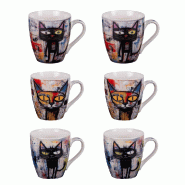 Coffret de 6 tasses Street Cat 23 cl -  23.00 cl Multicolore Rond Porcelaine Table Passion 11.00x8.00 cm - multicolore porcelaine 3106232313042