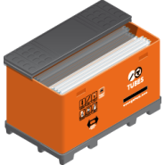 Contenant de collecte pliable et gerbable Orange, pour tubes fluorescents - 160 x 100 x 95 cm - Capacité 1200 tubes