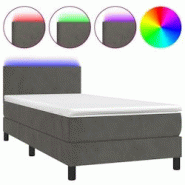 Décoshop26 - Cadre de lit LED avec sommier, tête de lit réglable et matelas 80x200cm en tissu velours gris foncé - TDL0208279 - gris Décoshop26 - Cadre de lit LED avec sommier, tête de lit réglable et matelas 80x200cm en tissu velours gris foncé - TDL0208279 - gris