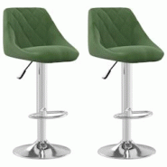 Décoshop26 - Lot de 2 tabourets de bar chaises hautes coutures en losange en velours vert foncé et acier DEC029891 - 3000257614156