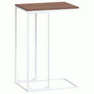 Décoshop26 - Table d'appoint en forme de C 40 x 30 x 59 cm bois d'ingénierie marron et fer blanc DEC040256 - marron Bois massif 3000264833519