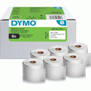 DYMO Boîte de 6 rouleaux de 140 étiquettes LabelWriter, 102x210 mm - bleu papier 3026981775659