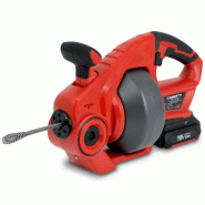 EBERTH Deboucheur canalisation, électrique, Machine de nettoyage de tuyaux avec batterie 18V 2Ah, spirale galvanisée avec 560 tours/min - rouge PT1-