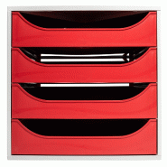 Exacompta Module ECOBOX 4 tiroirs Office gris/rouge - rouge 2286107D