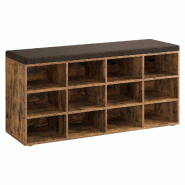 Helloshop26 - Banc à chaussures meuble d'entrée avec siège étagère à chaussures avec coussin et 12 compartiments étagères réglables 12_000409