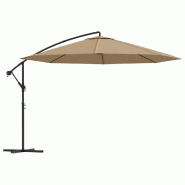 Helloshop26 - Parasol meuble de jardin en porte-à-fau x avec poteau en aluminium 350 cm taupe 02_0008635 - aluminium 3000460547760