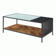 Helloshop26 - Table basse console d'appoint 120 x 60 x 45 cm noir / effet chêne foncé 03_0010835 - 3000225433123