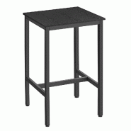 Helloshop26 - Table haute table de bar carrée cadre en acier 60 x 60 x 92 cm montage facile pour cuisine salon style industriel noir 12_0007675 - noi