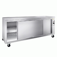Meuble bas inox chauffant 2000x700 mm sur roulettes PREMIUM - GOLDINOX - gris inox 3701770819102