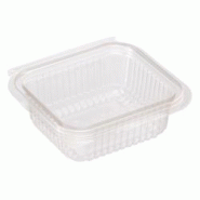 Packnwood FHC - 700 Pcs - Barquette rectangulaire PLA transparente avec couvercle attaché - 250 ml - 126x117x43 mm - Matériau naturel - Transparent Packnwood FHC - 700 Pcs - Barquette rectangulaire PLA transparente avec couvercle attaché - 250 ml - 126x117x43 mm - Matériau naturel - Transparent