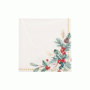 Papstar 600 serviettes, 3-épaisseur pliage 1/4 25 cm x 25 cm "Mistletoe and Pinecone" - papier 37228