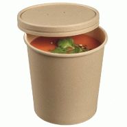 Pot à soupe + couvercle fibre de bambou laminée naturel 490ml - par 500