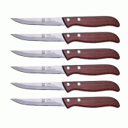 San Ignacio - Jeu de 6 Couteaux Multifonctions 10 cm en acier inoxydable - Pakka - marron inox PK10178