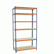 SimonRack Étagère Rangement 2500x1100x400 mm, 6 niveaux, plateaux en bois, charge 200 kg par niveau, Bleu/Orange - Maderclick - métal 8435104955444