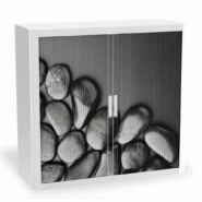 Armoire à rideaux avec décor Zen - EasyOffice. - Pebble, Basse_0